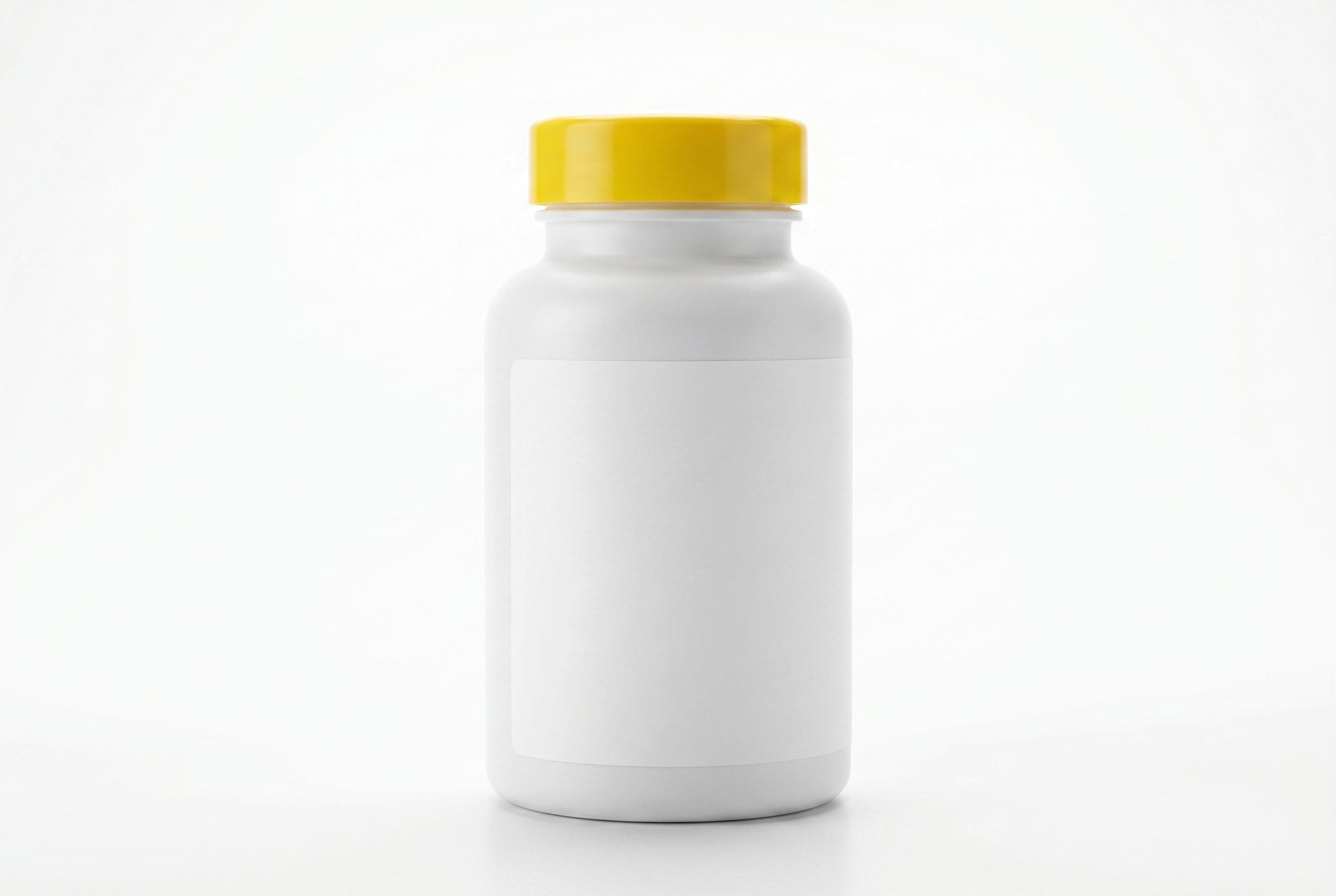 Blank-label supplement bottle on a white marketplace background for solo seller listings.