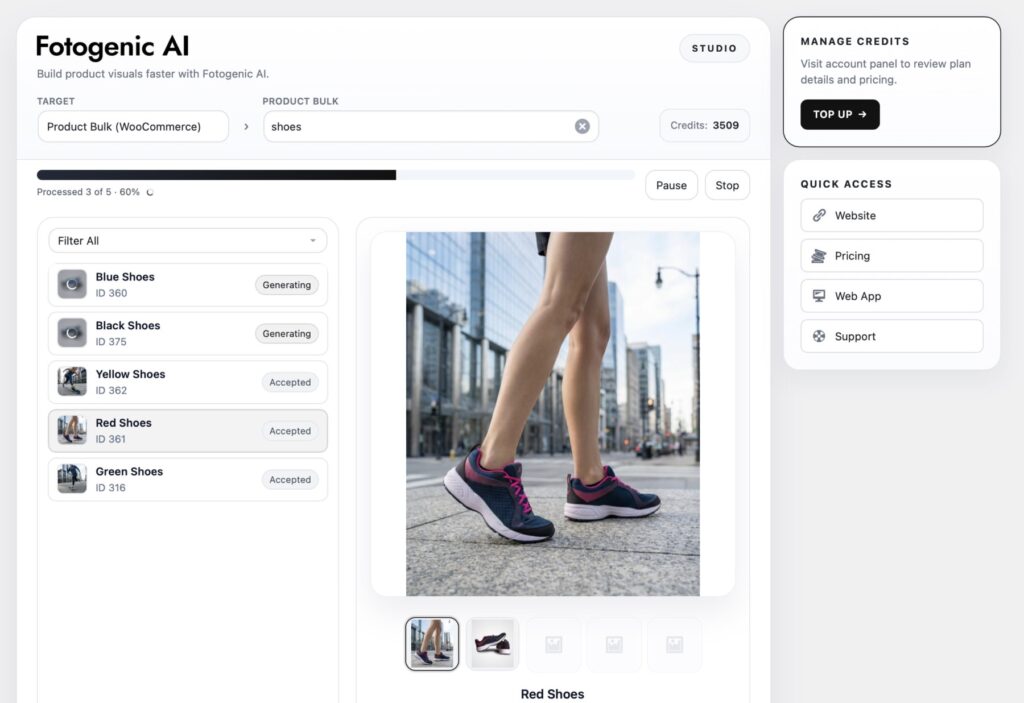 Fotogenic AI WordPress plugin interface preview
