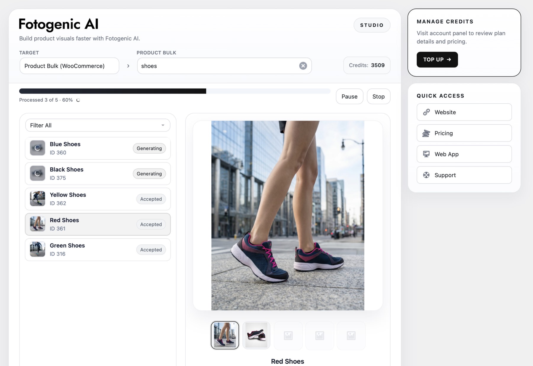 Fotogenic AI WordPress plugin interface preview